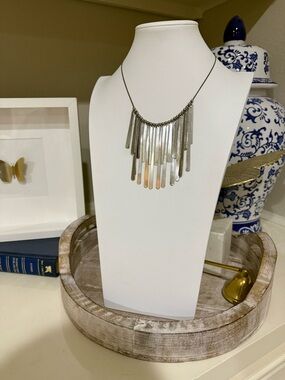 Express Silver Tone Fringe Statement Necklace